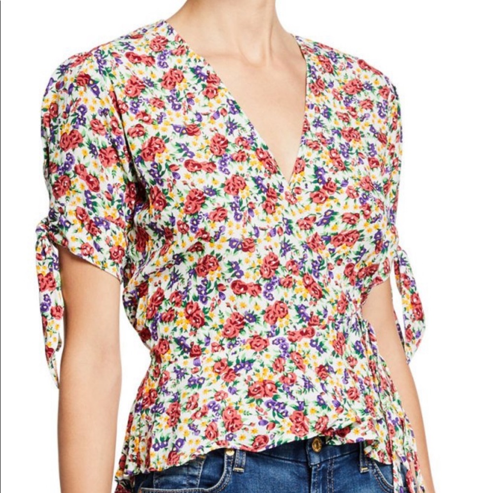 Faithfull the Brand- Floral Short-Sleeve Wrap Top